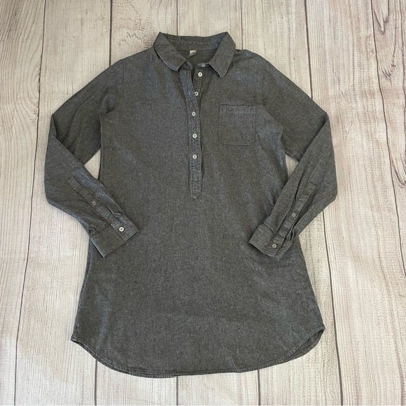 AMERICAN APPAREL Women’s Chambray Henley Shirt Dress Grey Size Small - Picture 2 of 8